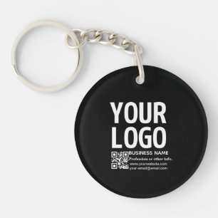 Ihr Logo mit bearbeitbarem QR-Code und Text Schlüsselanhänger
