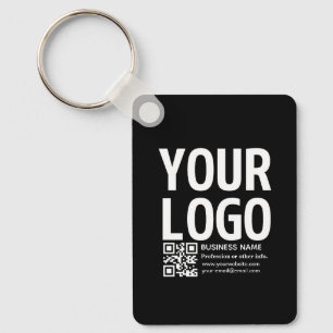 Ihr Logo mit bearbeitbarem QR-Code und Text Schlüsselanhänger