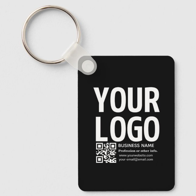 Ihr Logo mit bearbeitbarem QR-Code und Text  Schlüsselanhänger (Vorderseite)