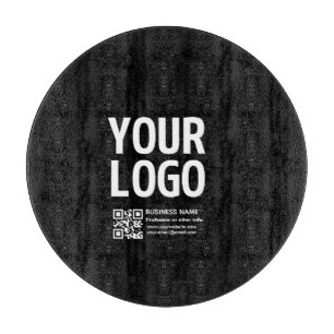 Ihr Logo mit bearbeitbarem QR-Code und Text Schneidebrett
