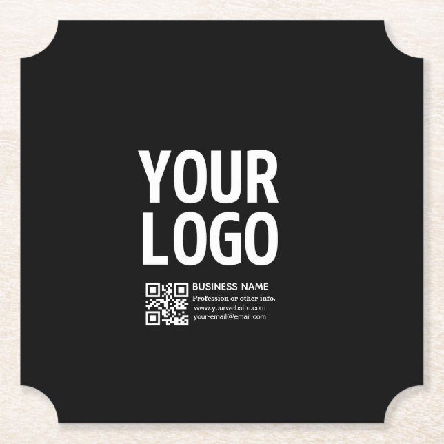 Ihr Logo mit bearbeitbarem QR-Code und Text  Untersetzer (Vorderseite)