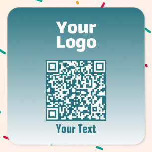 Ihr Logo mit editierbarem QR-Code und Farbverlauf Quadratischer Aufkleber