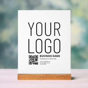 Ihr Logo mit editierbarem QR-Code und Text Acrylschild