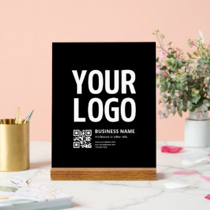 Ihr Logo mit editierbarem QR-Code und Text Acrylschild