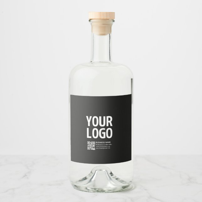 Ihr Logo mit editierbarem QR-Code und Text  Alkoholflaschenetikett (Vorderseite)