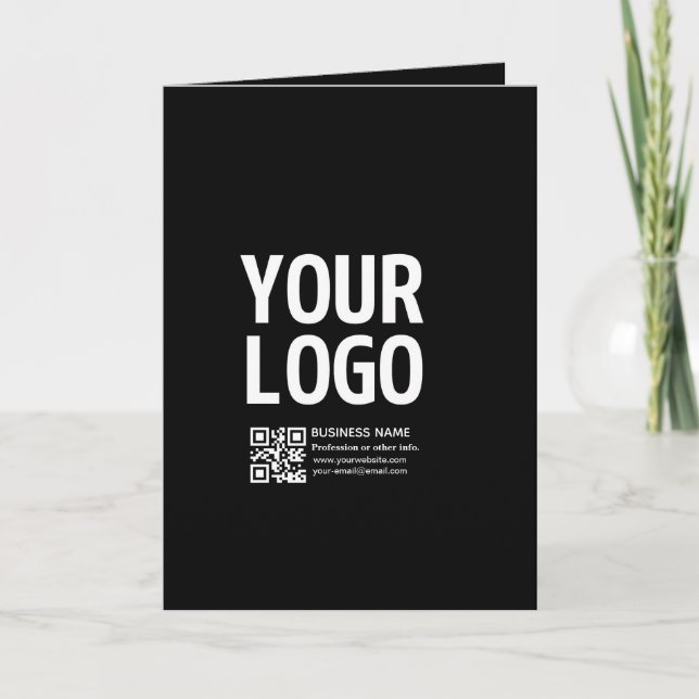 Ihr Logo mit editierbarem QR-Code und Text  Ankündigung (Vorderseite)