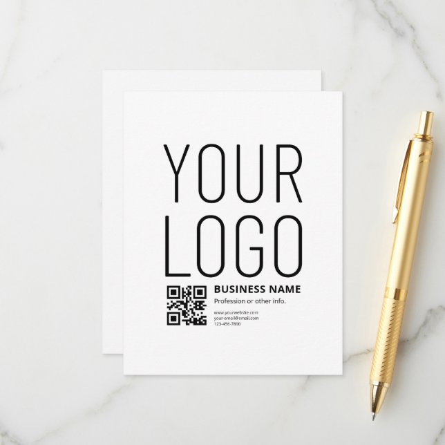 Ihr Logo mit editierbarem QR-Code und Text Begleitkarte (Vorderseite/Rückseite Beispiel)