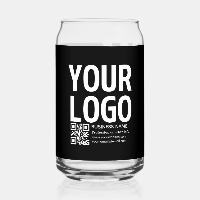 Ihr Logo mit editierbarem QR-Code und Text  Dosenglas (Vorderseite)