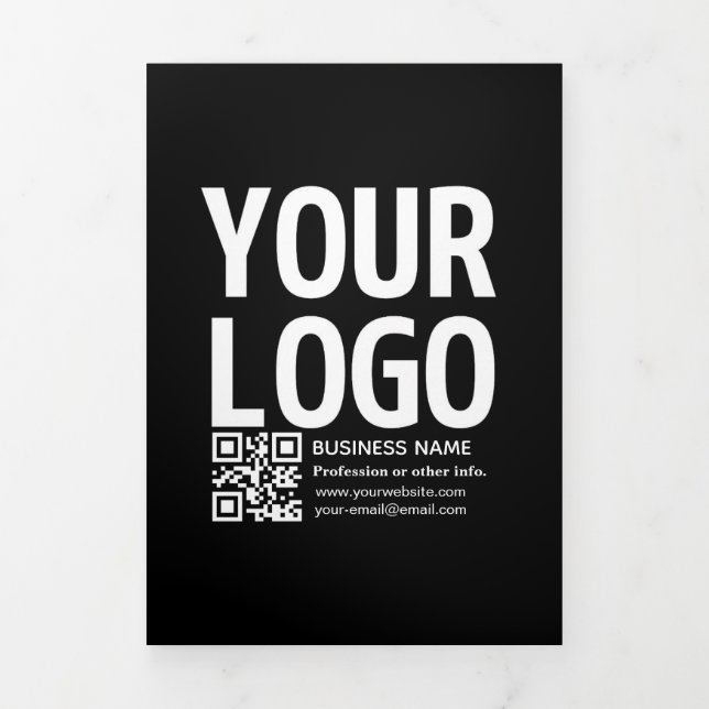 Ihr Logo mit editierbarem QR-Code und Text  Dreifach-gefaltete Programmkarte (Cover)