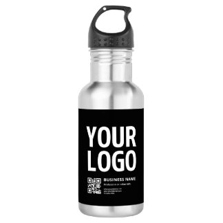 Ihr Logo mit editierbarem QR-Code und Text Edelstahlflasche