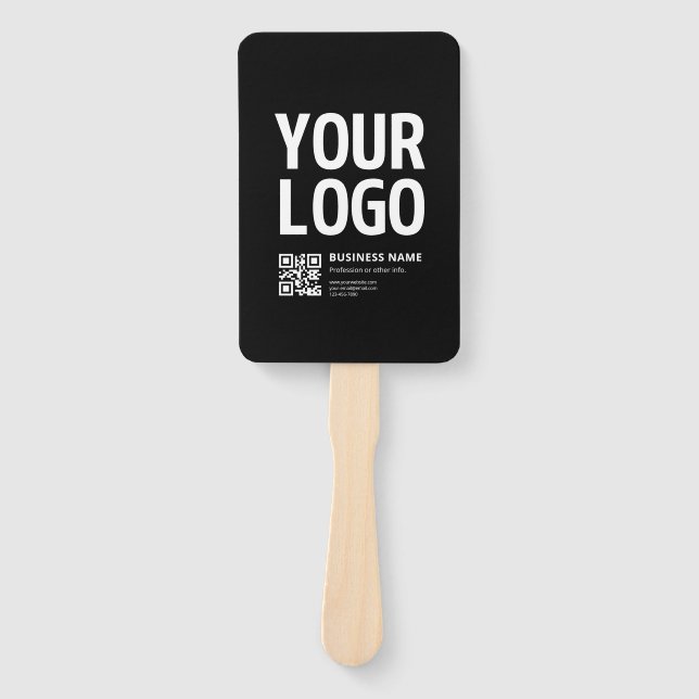 Ihr Logo mit editierbarem QR-Code und Text Fächer (Vorderseite)