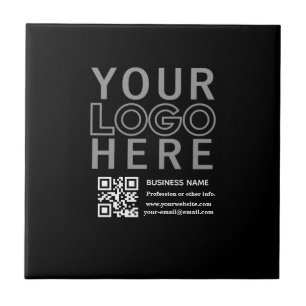 Ihr Logo mit editierbarem QR-Code und Text Fliese