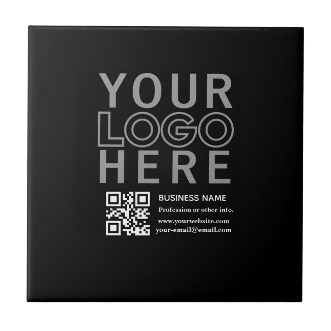 Ihr Logo mit editierbarem QR-Code und Text  Fliese (Vorderseite)