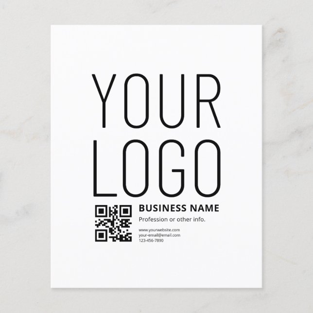 Ihr Logo mit editierbarem QR-Code und Text Flyer (Vorne)