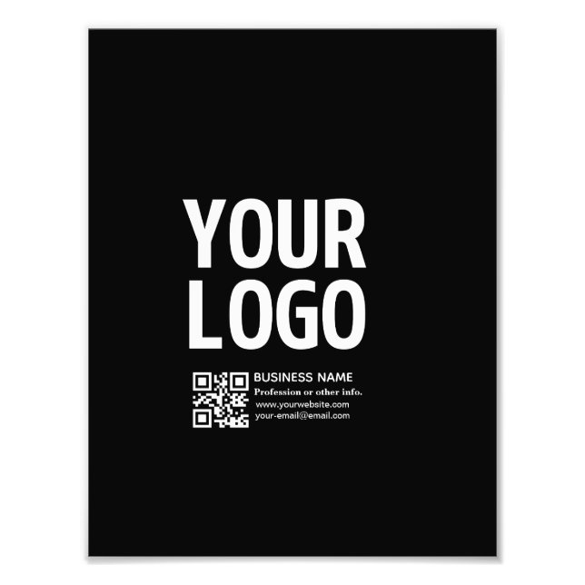 Ihr Logo mit editierbarem QR-Code und Text  Fotodruck (Vorne)