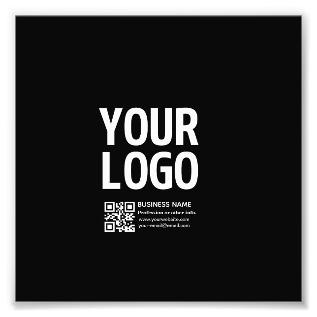 Ihr Logo mit editierbarem QR-Code und Text  Fotodruck (Vorne)