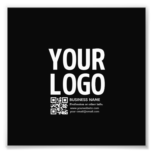 Ihr Logo mit editierbarem QR-Code und Text  Fotodruck (Vorne)