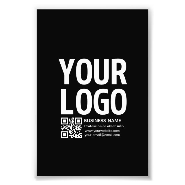 Ihr Logo mit editierbarem QR-Code und Text  Fotodruck (Vorne)