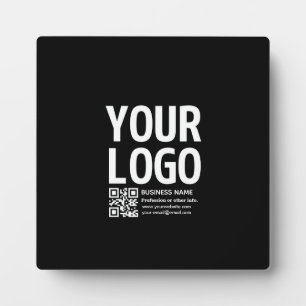 Ihr Logo mit editierbarem QR-Code und Text Fotoplatte