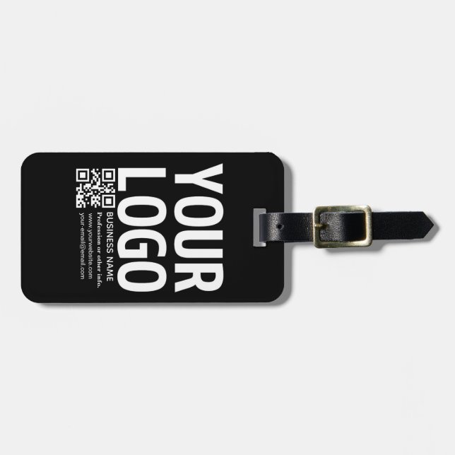 Ihr Logo mit editierbarem QR-Code und Text  Gepäckanhänger (Vorderseite horizontal)