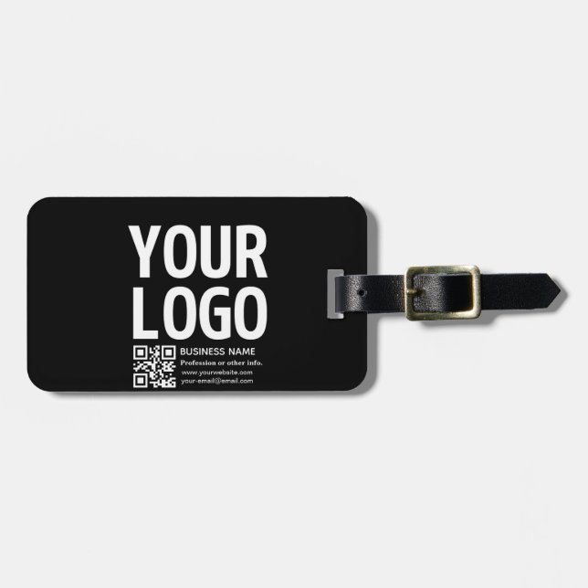 Ihr Logo mit editierbarem QR-Code und Text  Gepäckanhänger (Vorderseite horizontal)