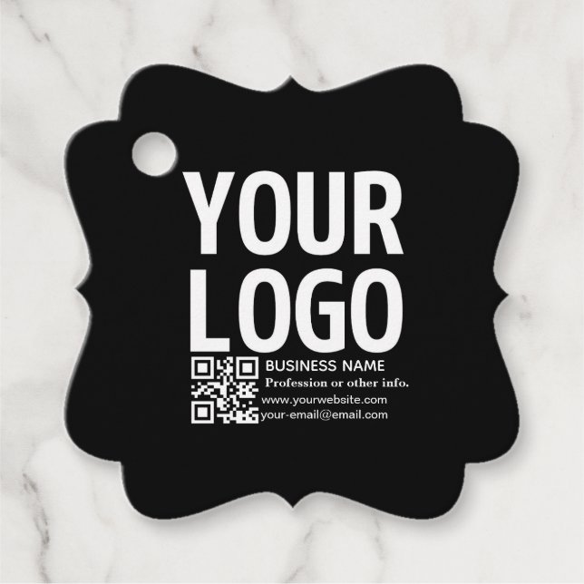 Ihr Logo mit editierbarem QR-Code und Text  Geschenkanhänger (Vorderseite)