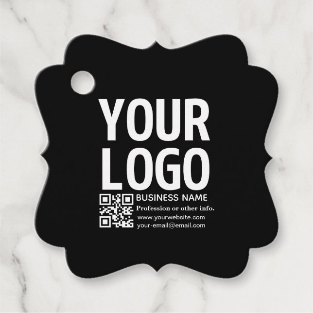 Ihr Logo mit editierbarem QR-Code und Text  Geschenkanhänger (Vorderseite)