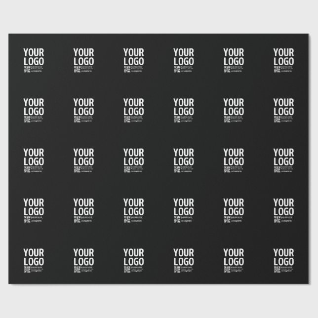 Ihr Logo mit editierbarem QR-Code und Text  Geschenkpapier (Flach)