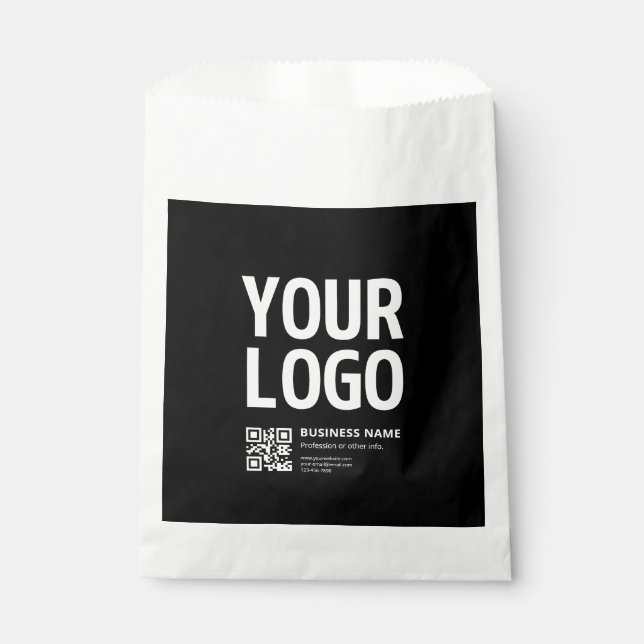 Ihr Logo mit editierbarem QR-Code und Text Geschenktütchen (Vorderseite)