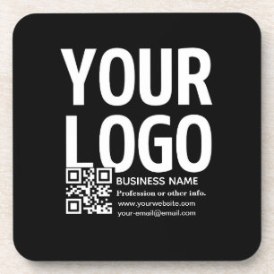 Ihr Logo mit editierbarem QR-Code und Text Getränkeuntersetzer