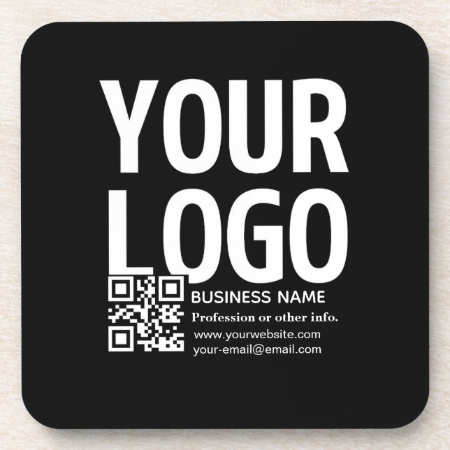 Ihr Logo mit editierbarem QR-Code und Text  Getränkeuntersetzer (Vorderseite)