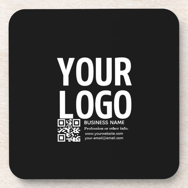 Ihr Logo mit editierbarem QR-Code und Text  Getränkeuntersetzer (Vorderseite)