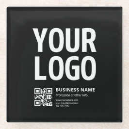 Ihr Logo mit editierbarem QR-Code und Text Glasuntersetzer