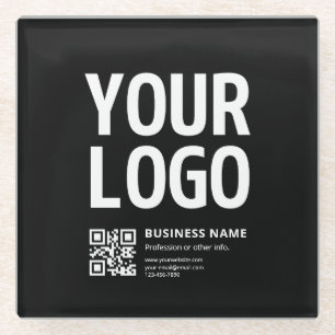 Ihr Logo mit editierbarem QR-Code und Text Glasuntersetzer