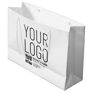 Ihr Logo mit editierbarem QR-Code und Text Große Geschenktüte