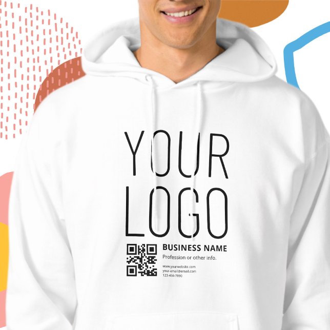 Ihr Logo mit editierbarem QR-Code und Text Hoodie (Von Creator hochgeladen)