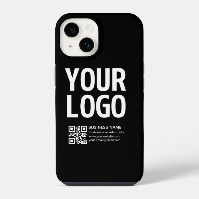 Ihr Logo mit editierbarem QR-Code und Text  iPhone Hülle (Rückseite)