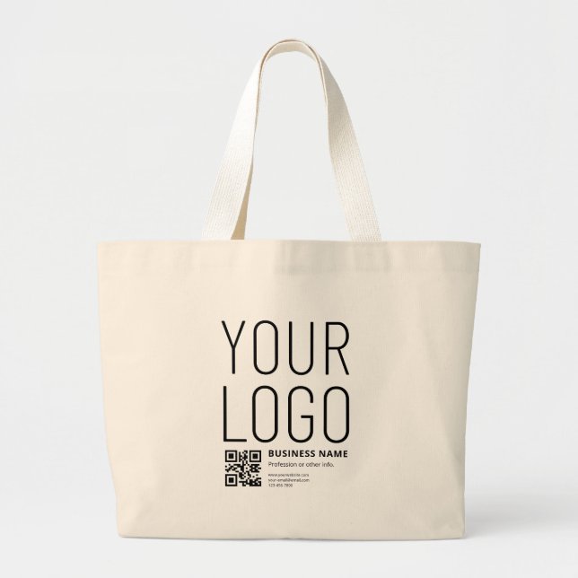 Ihr Logo mit editierbarem QR-Code und Text Jumbo Stoffbeutel (Vorne)