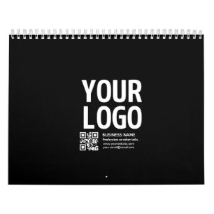 Ihr Logo mit editierbarem QR-Code und Text Kalender