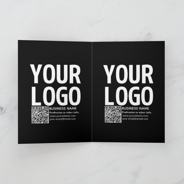 Ihr Logo mit editierbarem QR-Code und Text Karte (Innenseite)
