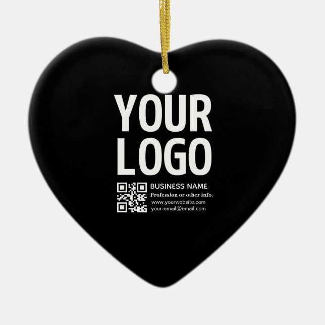 Ihr Logo mit editierbarem QR-Code und Text  Keramik Ornament (Vorne)