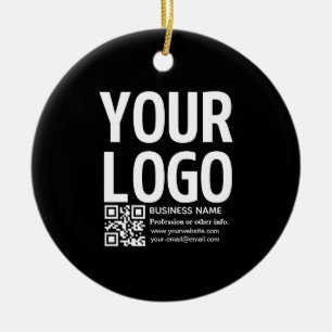 Ihr Logo mit editierbarem QR-Code und Text  Keramik Ornament