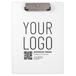 Ihr Logo mit editierbarem QR-Code und Text Klemmbrett