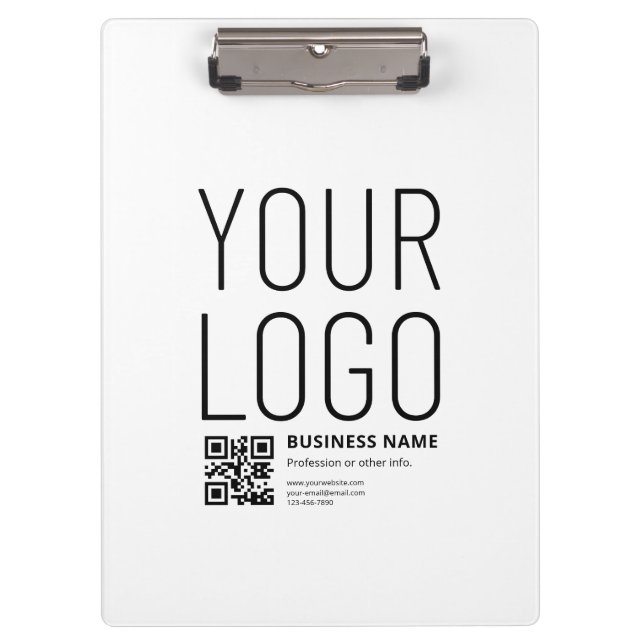 Ihr Logo mit editierbarem QR-Code und Text Klemmbrett (Vorderseite)
