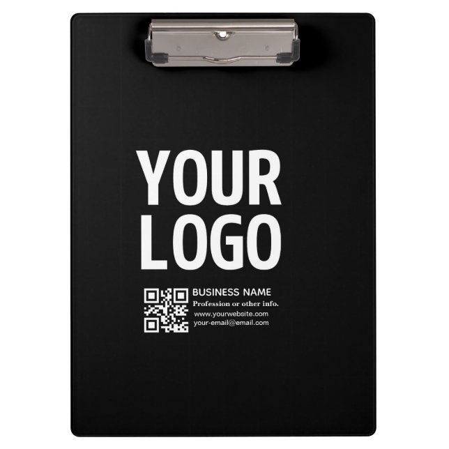 Ihr Logo mit editierbarem QR-Code und Text  Klemmbrett (Vorderseite)