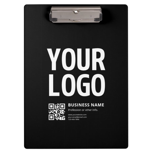 Ihr Logo mit editierbarem QR-Code und Text Klemmbrett (Vorderseite)