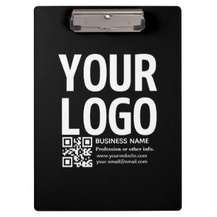 Ihr Logo mit editierbarem QR-Code und Text  Klemmbrett