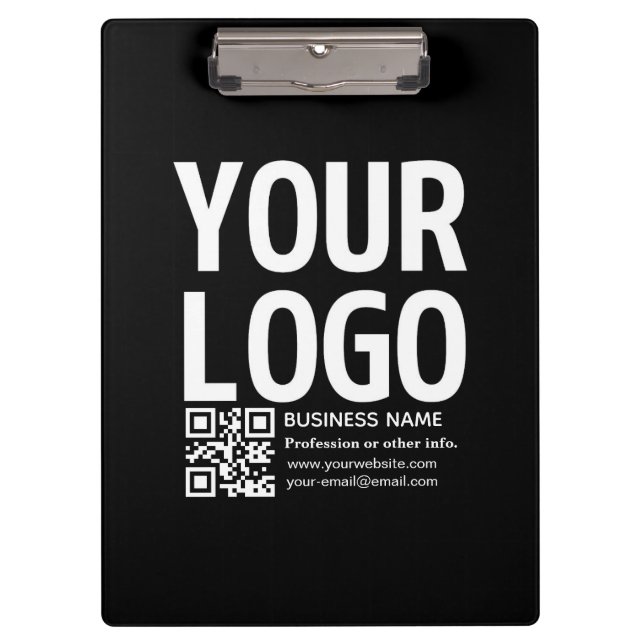 Ihr Logo mit editierbarem QR-Code und Text  Klemmbrett (Vorderseite)