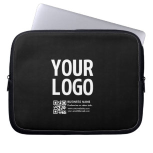 Ihr Logo mit editierbarem QR-Code und Text  Laptopschutzhülle