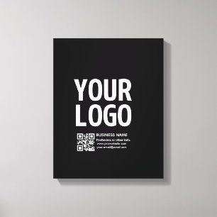 Ihr Logo mit editierbarem QR-Code und Text Leinwanddruck